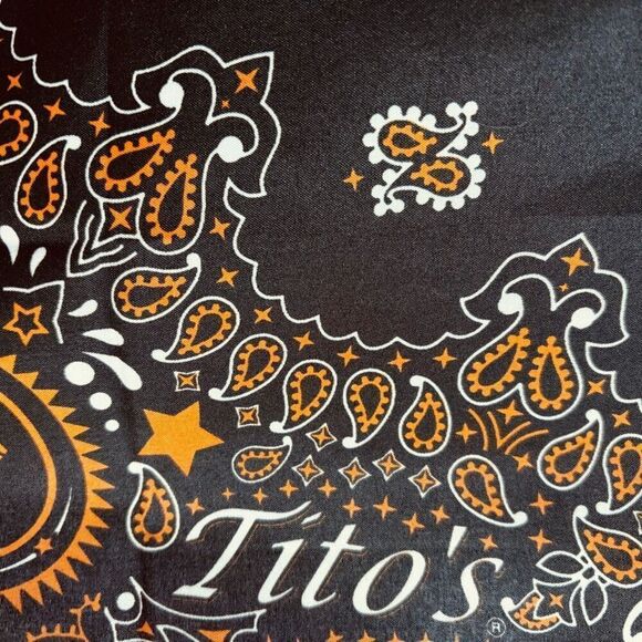 Tito’s Handmade Vodka bandanna black & orange 22” square - Picture 3 of 8
